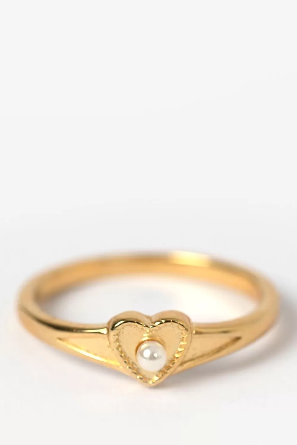 Dames Sissy-Boy Sieraden>Gold Plated Ring Met Hartje En Parel