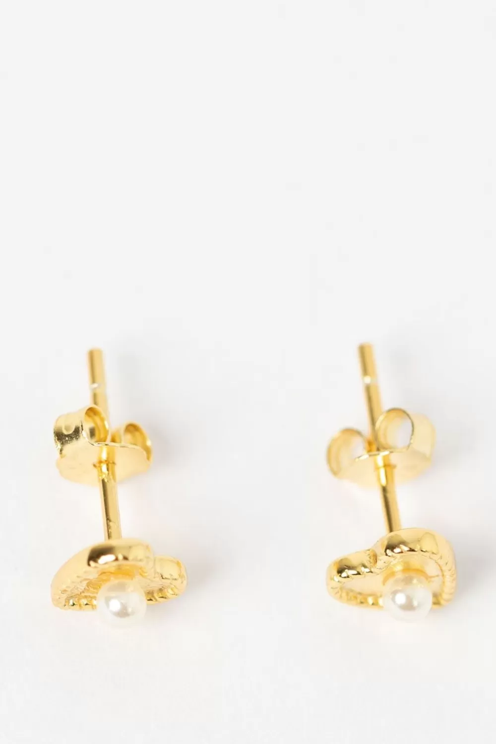 Dames Sissy-Boy Sieraden>Gold Plated Stud Oorbellen Met Hartje En Parel