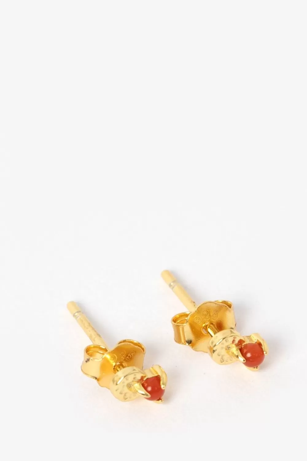 Dames Sissy-Boy Sieraden>Gold Plated Stud Oorbellen Met Rood Steentje