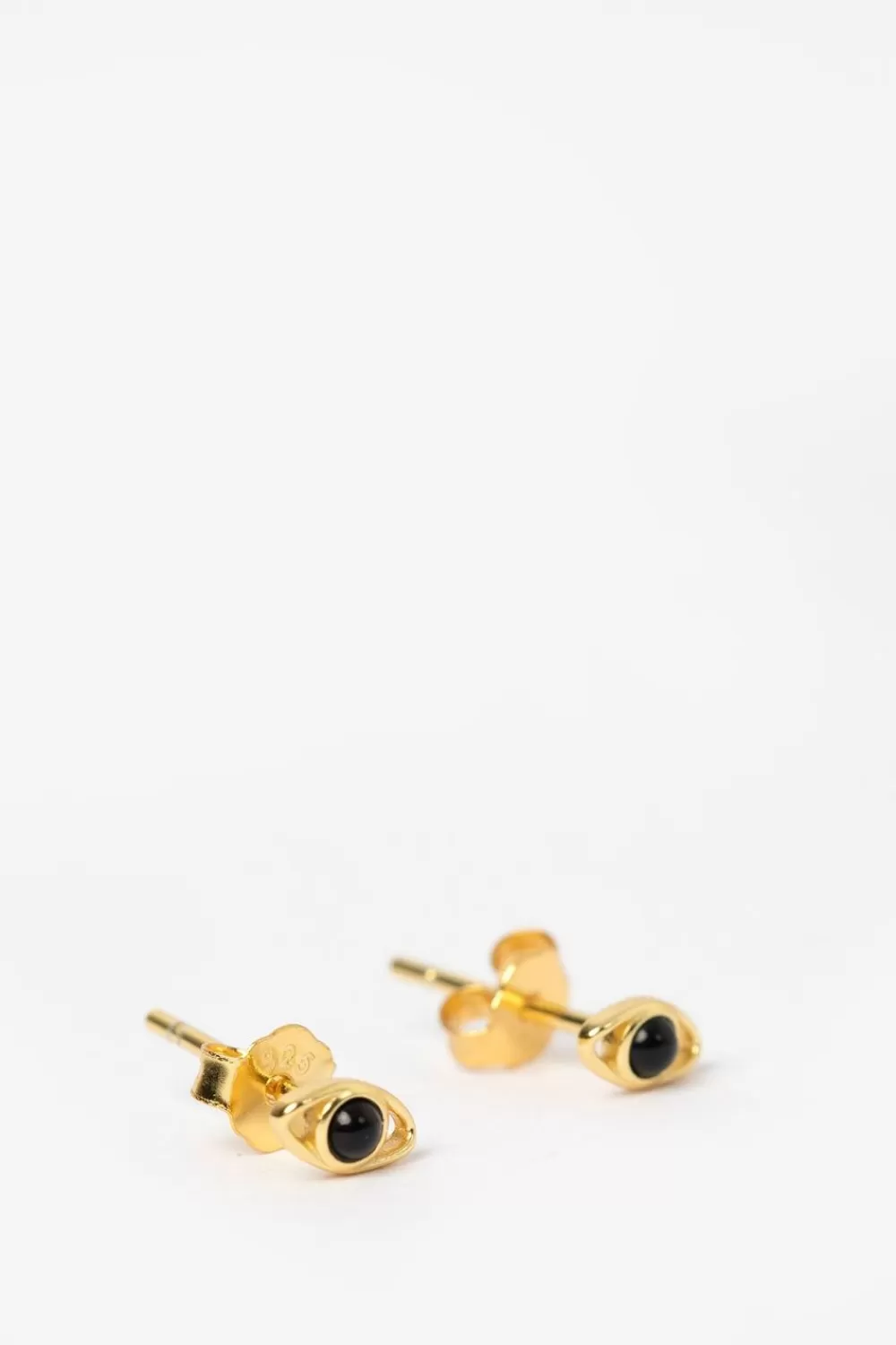 Dames Sissy-Boy Sieraden>Gold Plated Stud Oorbellen Oog Met Zwart Steentje