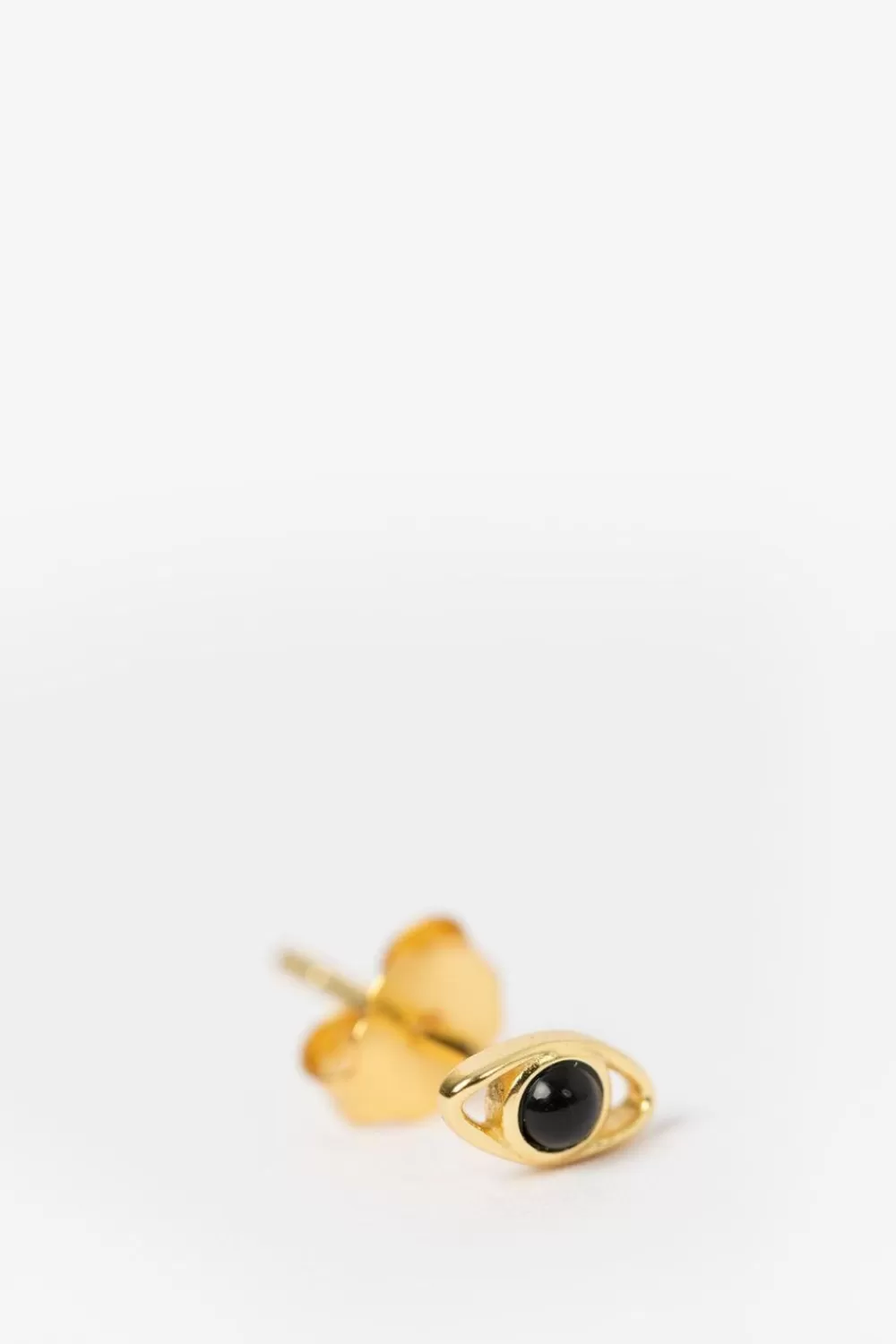 Dames Sissy-Boy Sieraden>Gold Plated Stud Oorbellen Oog Met Zwart Steentje