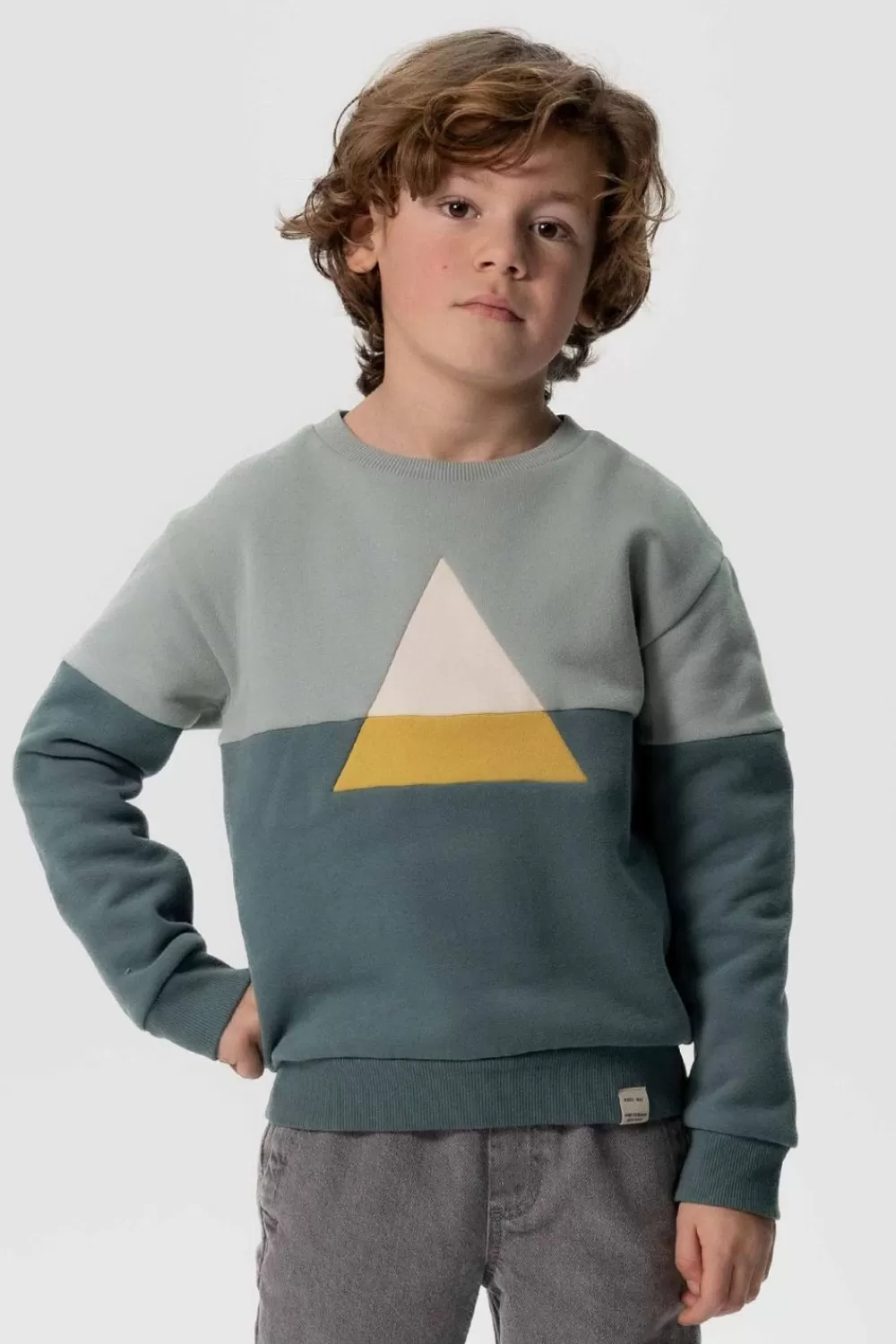 Kids Sissy-Boy Truien En Vesten>Grijs E Colourblock Sweater Met Driehoek