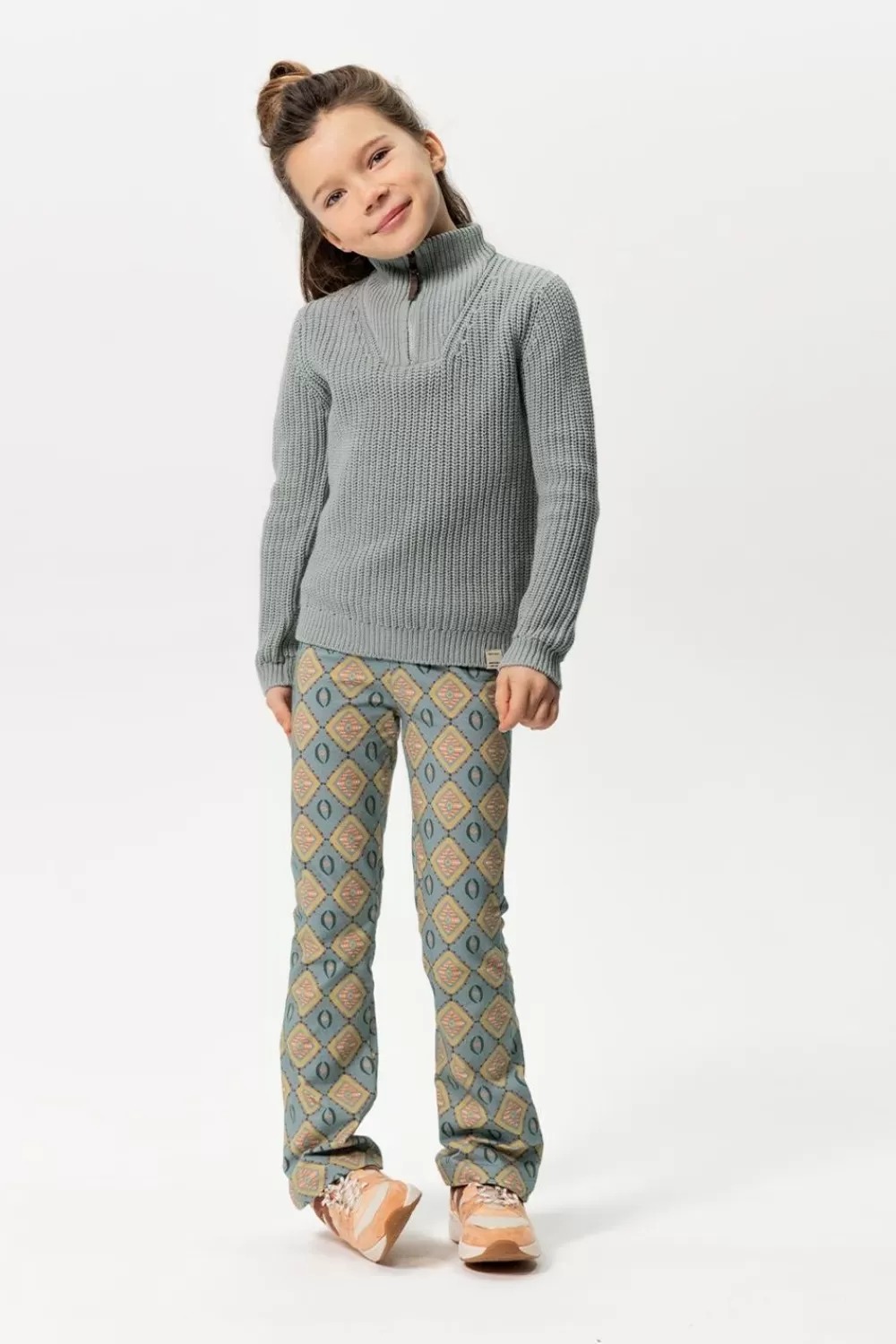 Kids Sissy-Boy Accessoires>Grijs E Flared Legging Met Print