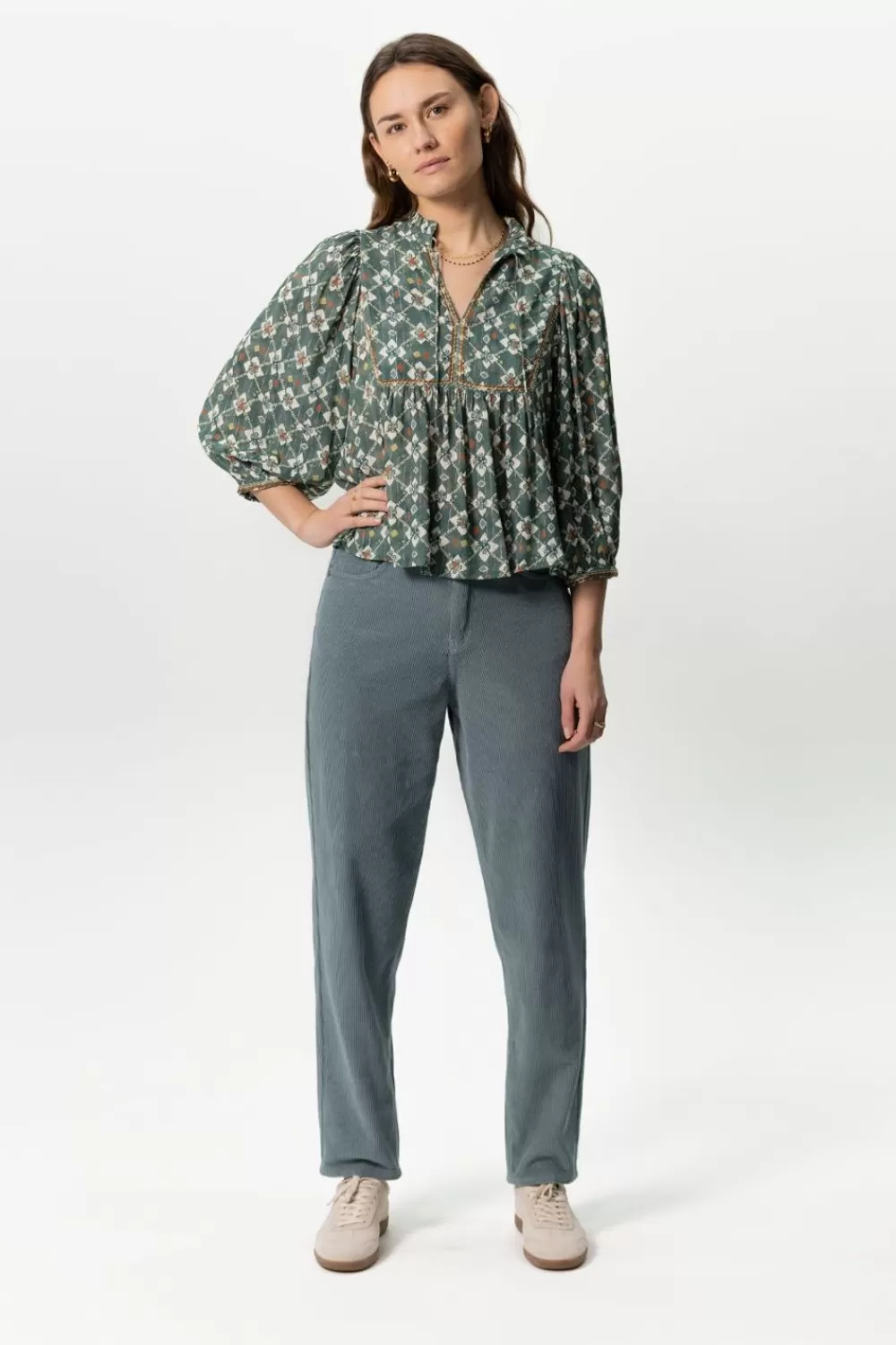 Dames Sissy-Boy Broeken>Grijs E High Waist Corduroy Broek
