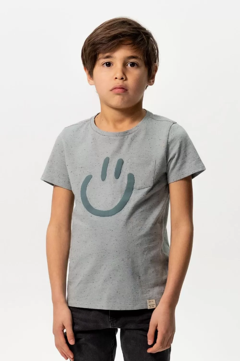 Kids Sissy-Boy T-Shirts En Polo'S>Grijsblauw Neppy T-Shirt Met Smiley