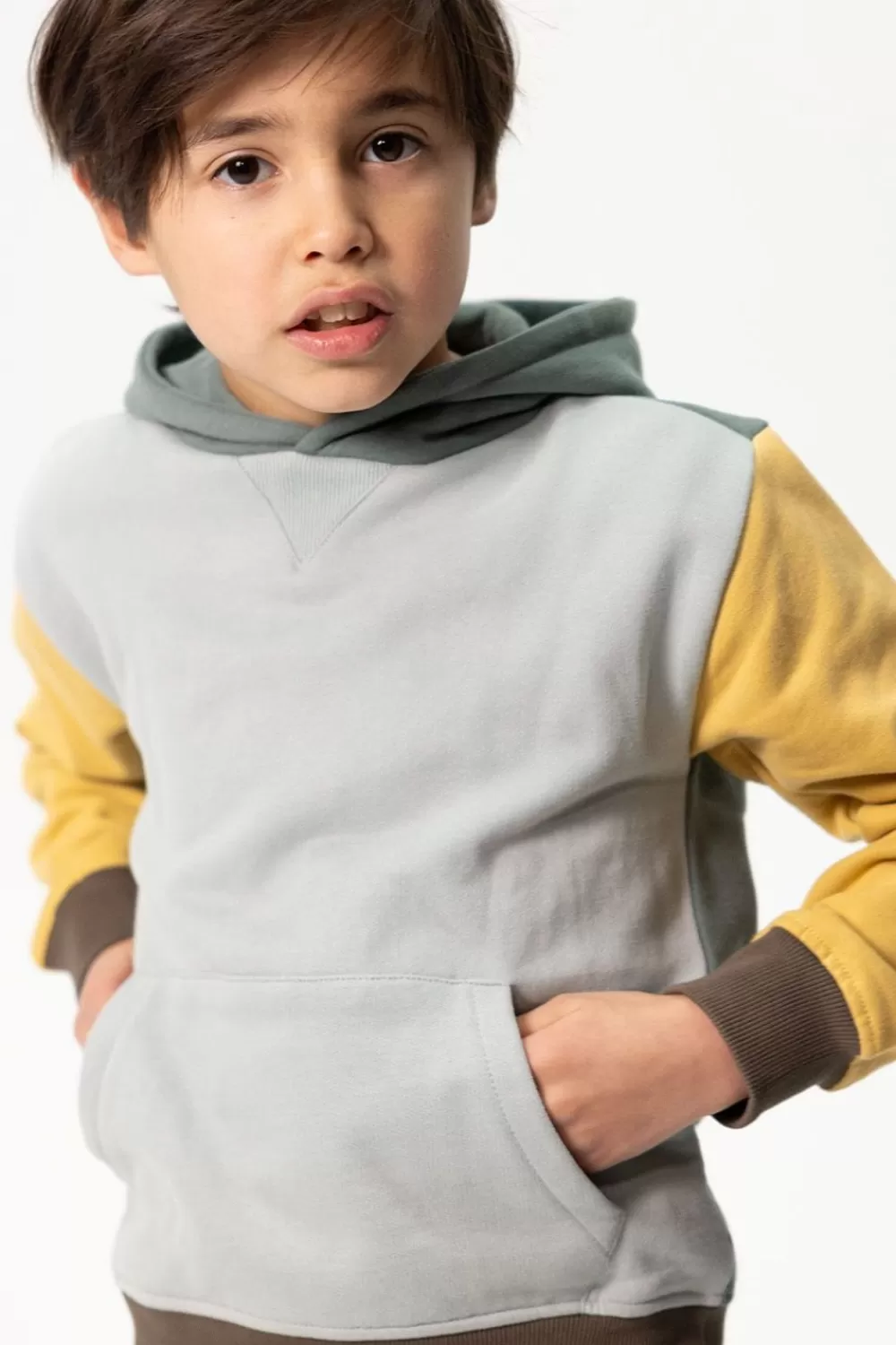 Kids Sissy-Boy Truien En Vesten>Grijsblauwe Colourblock Hoodie