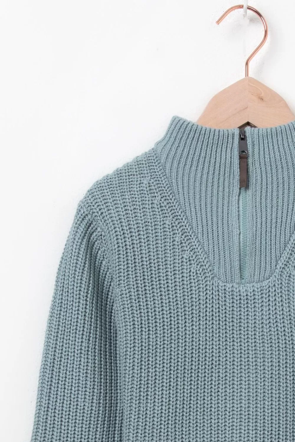 Kids Sissy-Boy Truien En Vesten>Grijsblauwe Gebreide Trui Met Rits