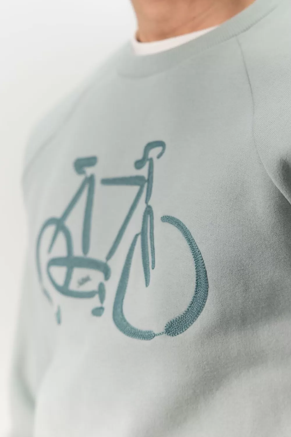 Heren Sissy-Boy Truien En Vesten>Grijsblauwe Raglan Sweater Met Fiets