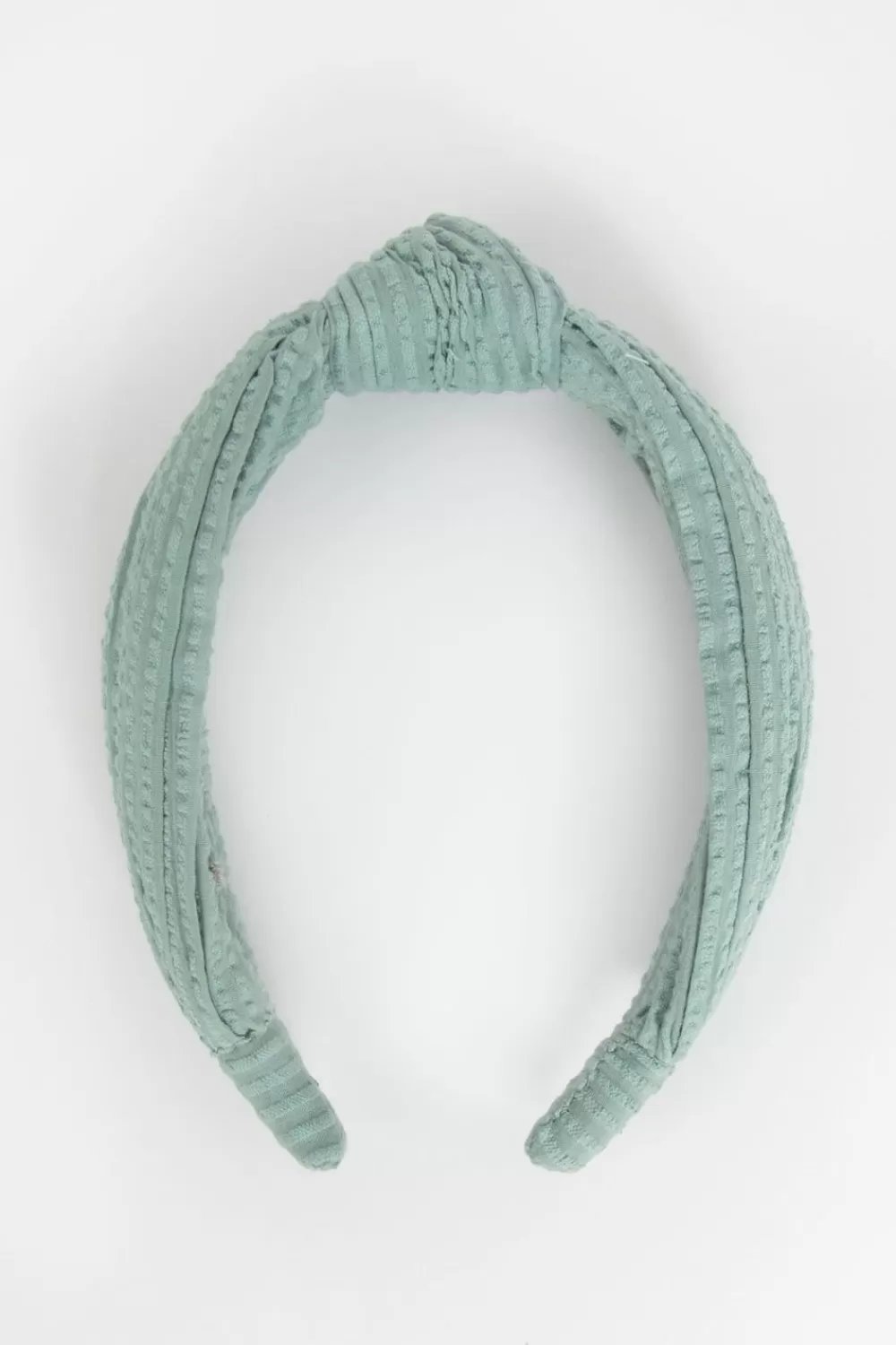 Kids Sissy-Boy Accessoires>Grijsblauwe Seersucker Haarband Met Knoopdetail