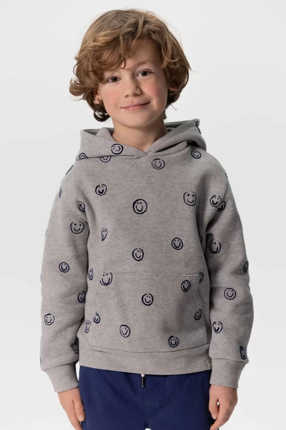 Kids Sissy-Boy Truien En Vesten>Grijze Oversized Hoodie Met Smiley Print
