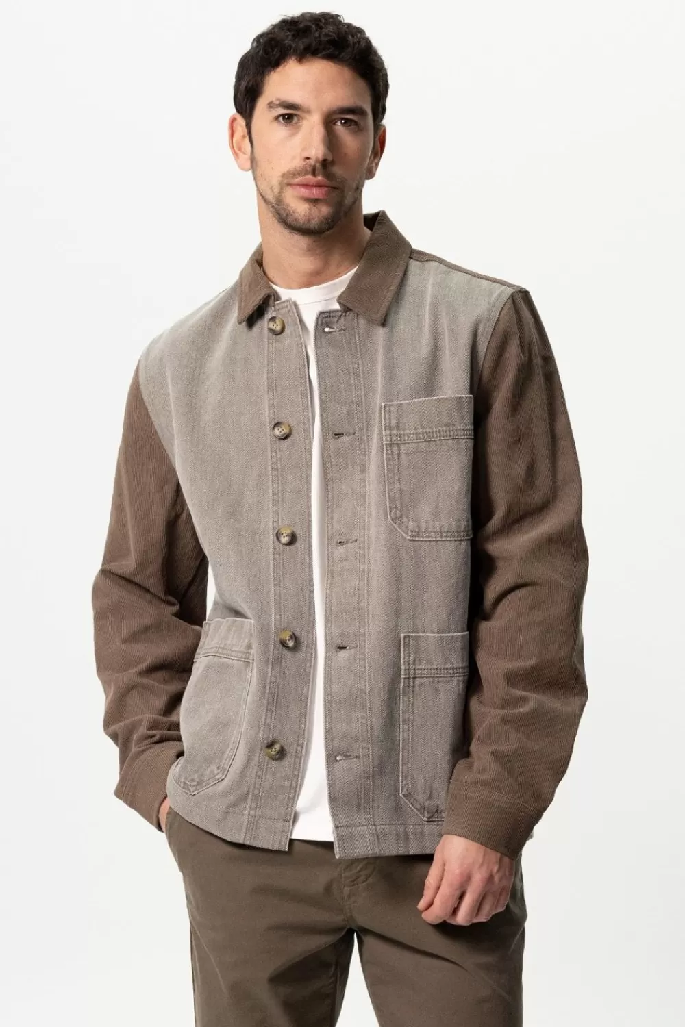 Heren Sissy-Boy Blazers En Jasjes>Groen Katoenen Worker Jack Met Corduroy