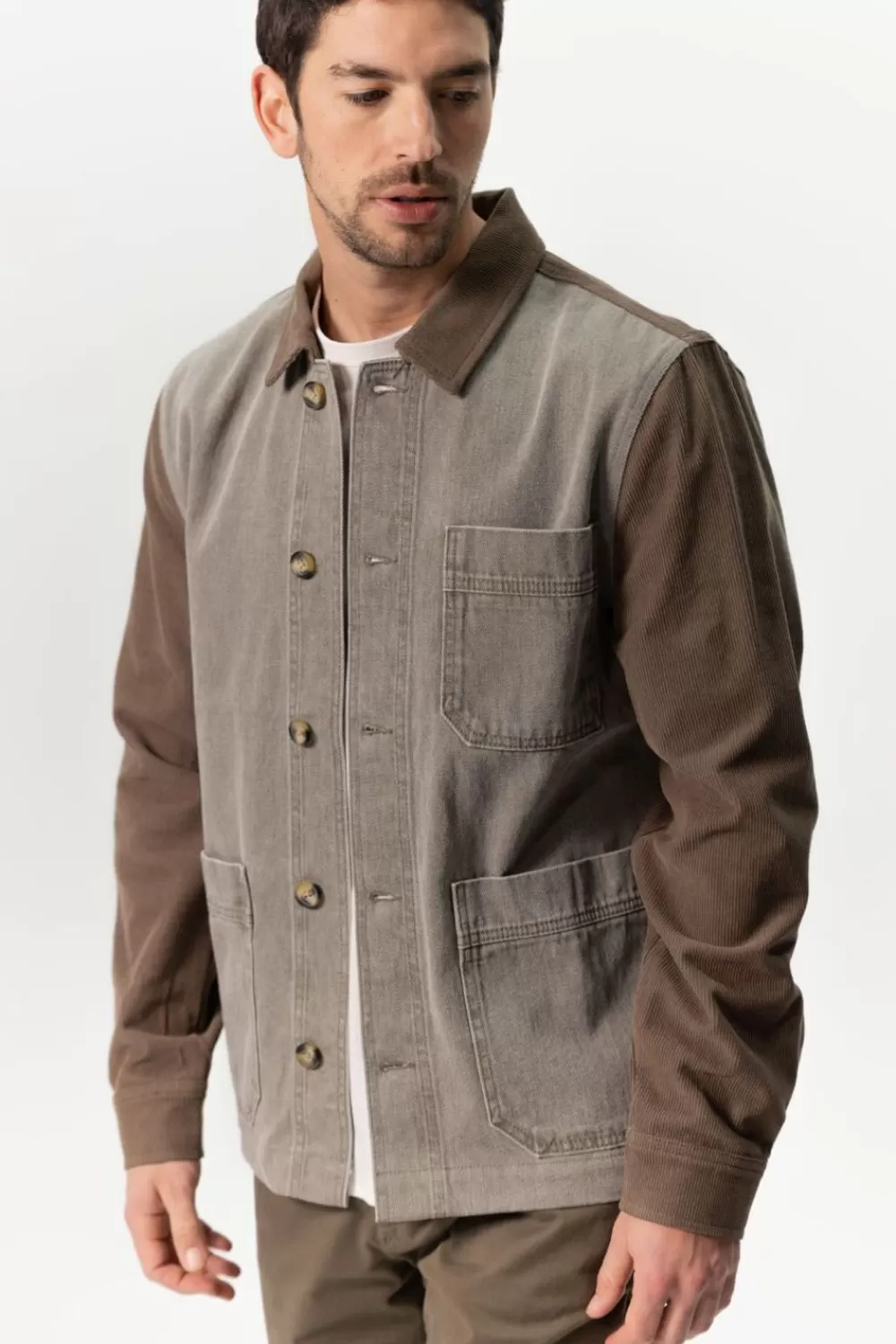 Heren Sissy-Boy Blazers En Jasjes>Groen Katoenen Worker Jack Met Corduroy