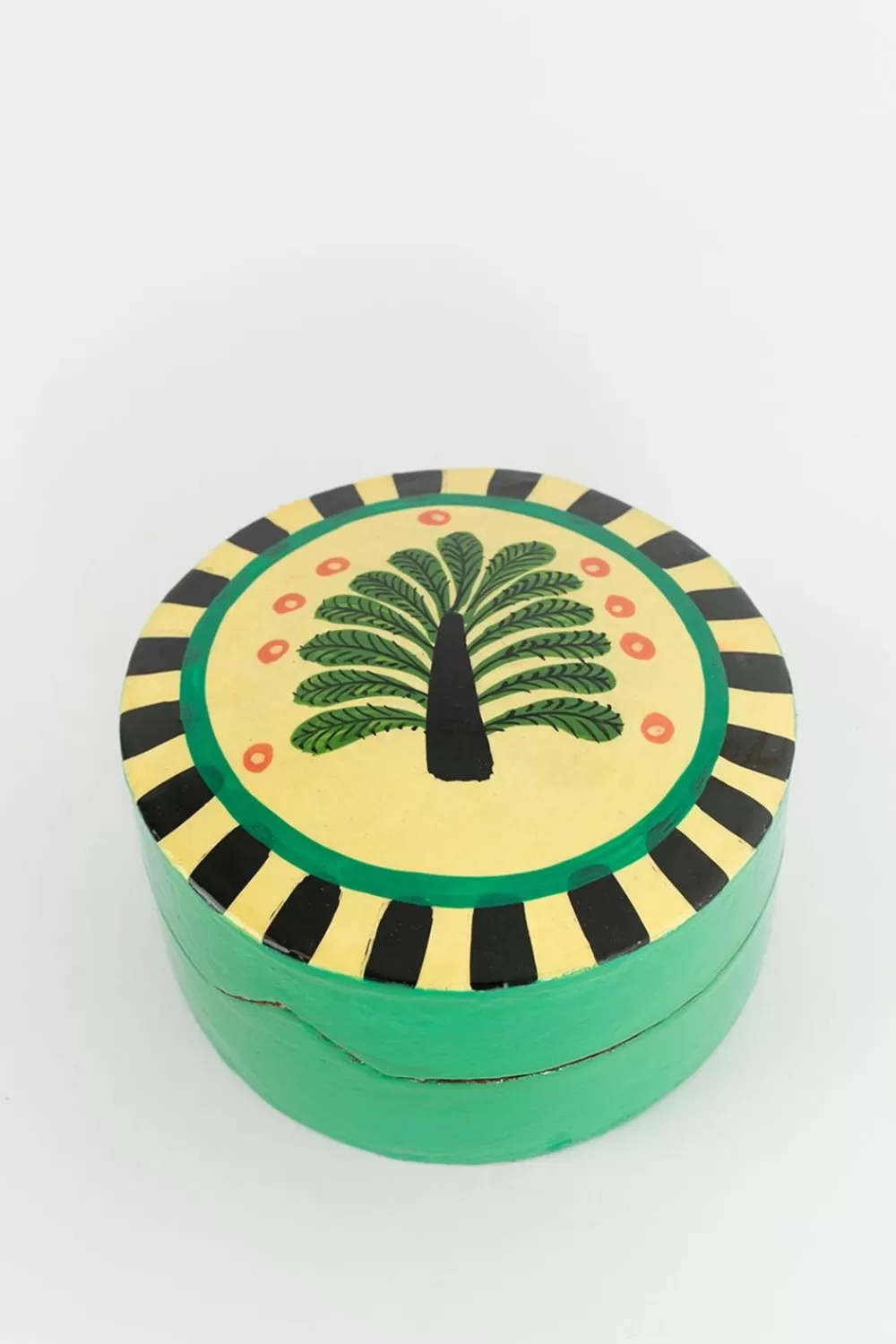 Sissy-Boy Woonaccessoires>Groen Papier Mache Doosje Met Palmboom
