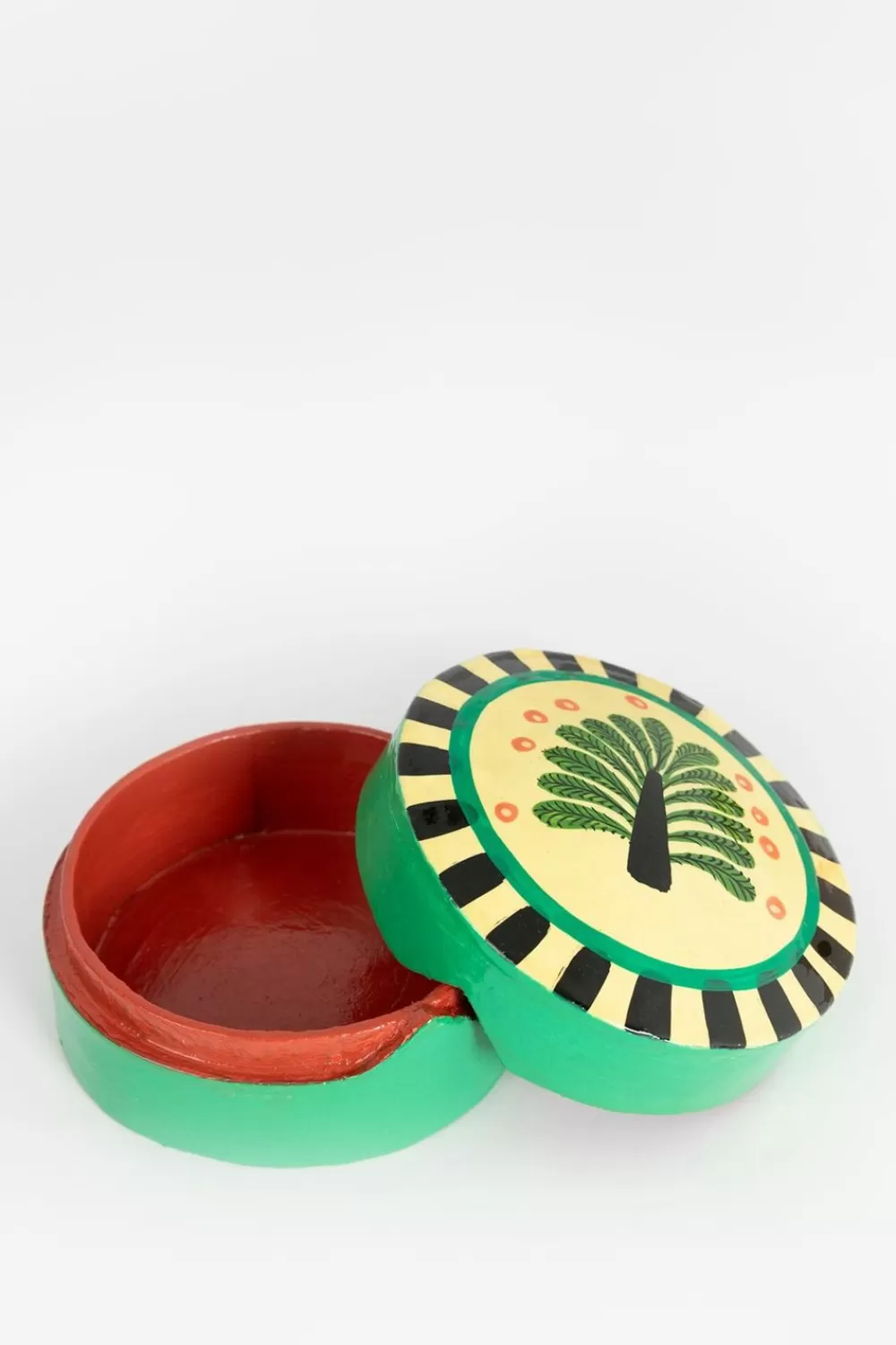 Sissy-Boy Woonaccessoires>Groen Papier Mache Doosje Met Palmboom