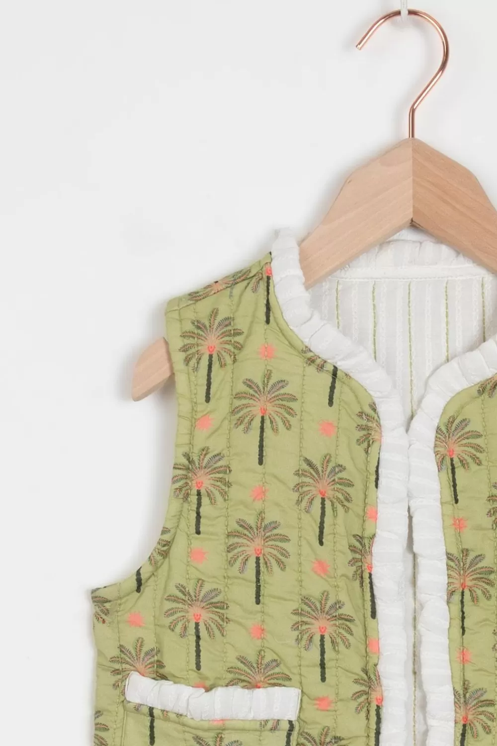 Kids Sissy-Boy Blazers, Jasjes & Gilets>Groen Reversible Gilet Met Ruffles