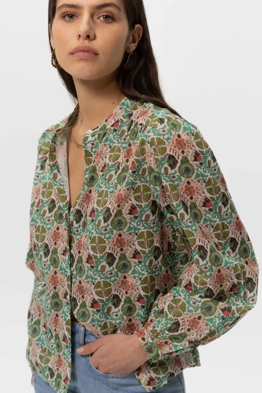 Dames Sissy-Boy Blouses>Groene Blouse Met Print