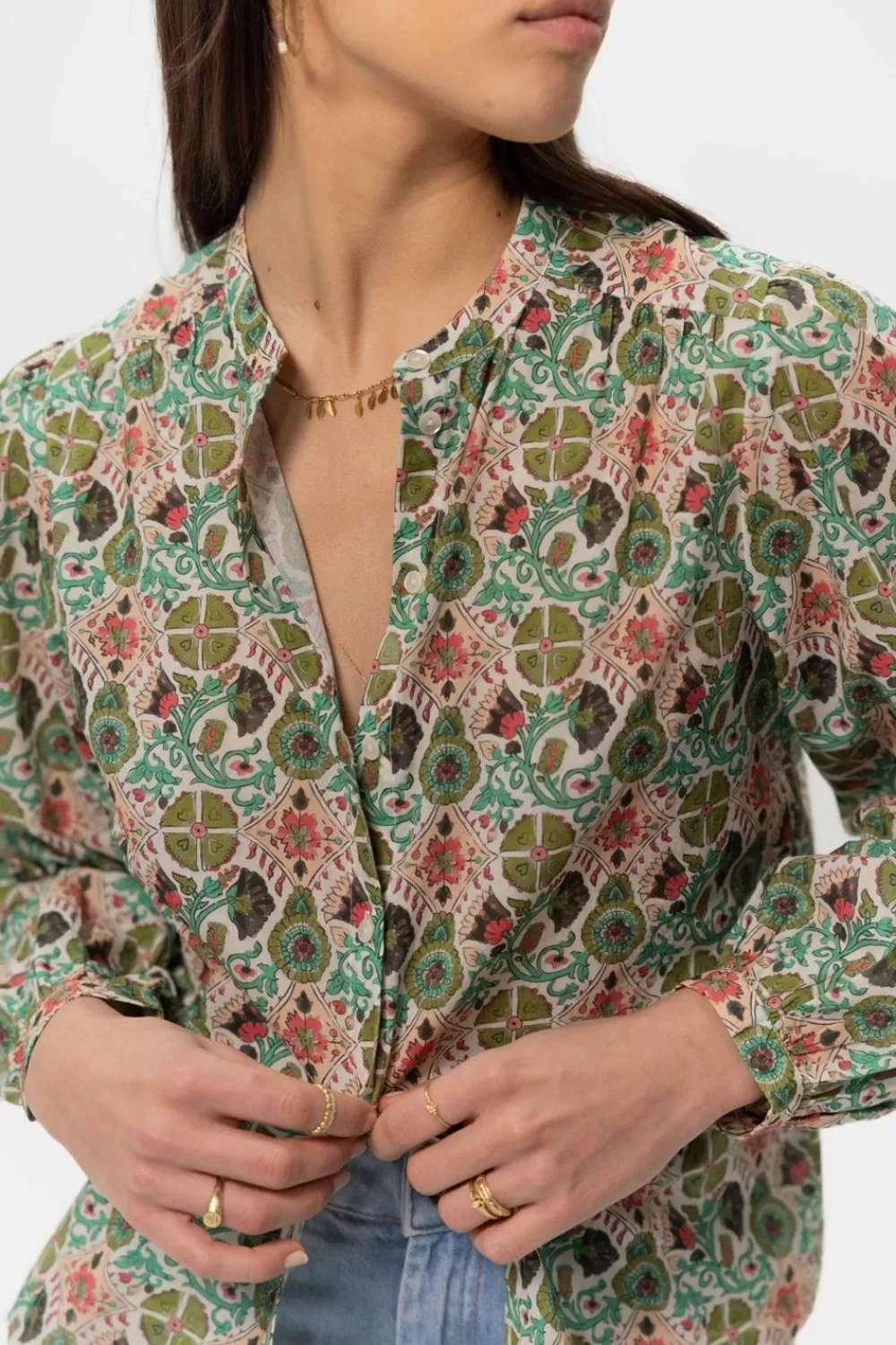 Dames Sissy-Boy Blouses>Groene Blouse Met Print