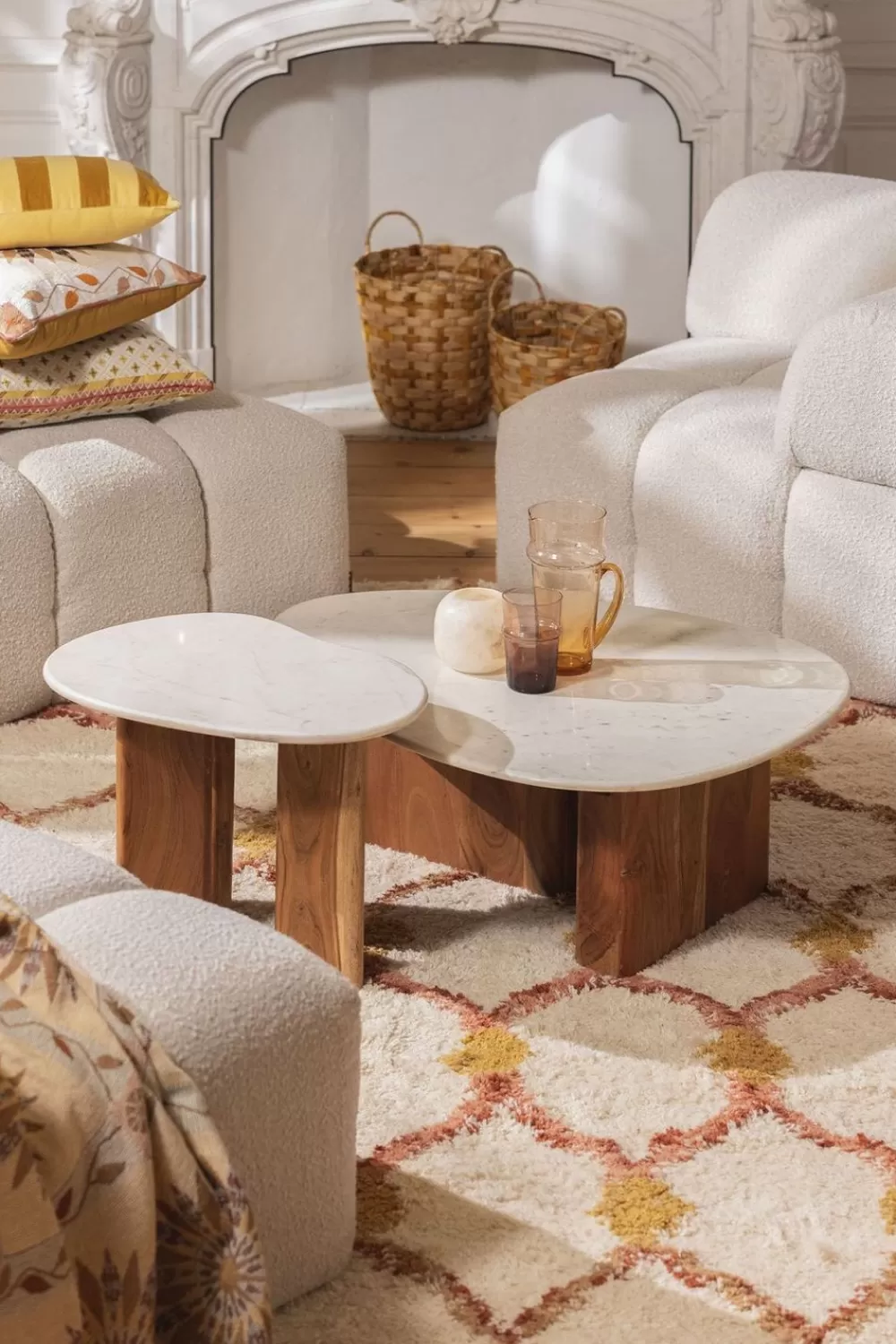 Sissy-Boy Tafels En Bijzettafels>Houten Koffietafel Met Marmer Blad Klein
