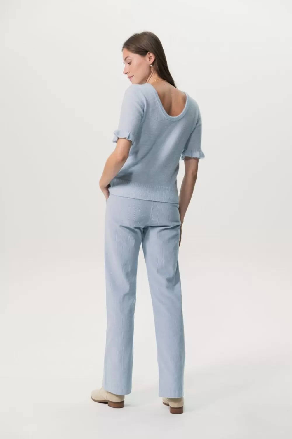 Dames Sissy-Boy Broeken>Ijsblauwe Wide Leg Corduroy Broek