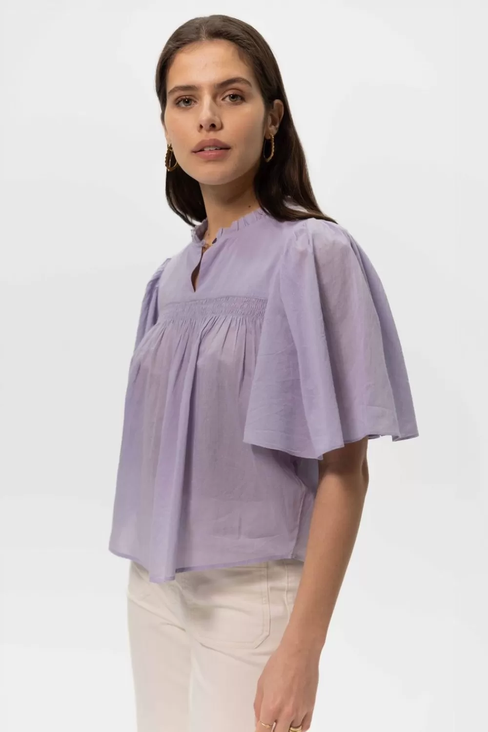 Dames Sissy-Boy Blouses>Lavendel A-Lijn Blouse Met Fladdermouwen