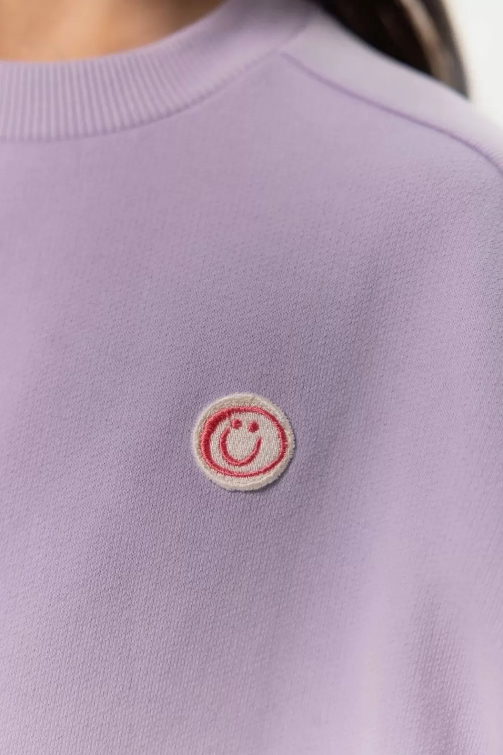 Kids Sissy-Boy Truien En Vesten>Lavendel Oversized Sweater Met Ruffles En Smiley Patch