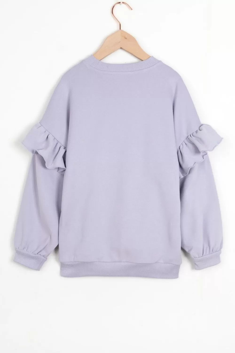 Kids Sissy-Boy Truien En Vesten>Lavendel Oversized Sweater Met Ruffles En Smiley Patch