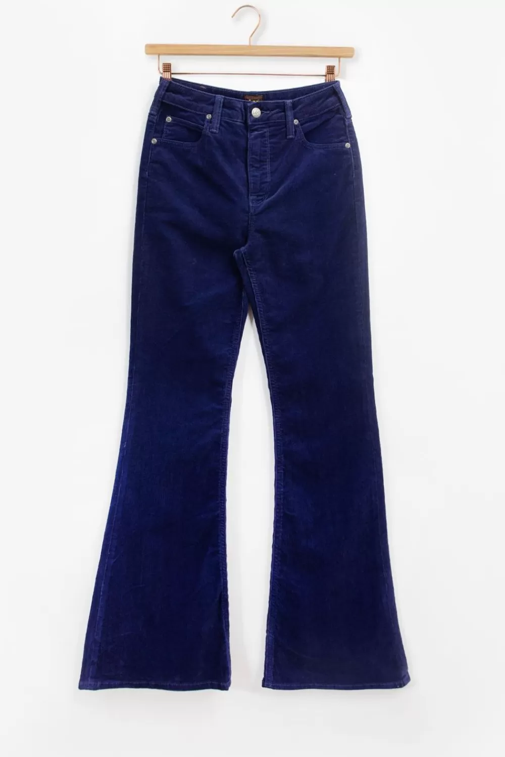 Dames LEE Broeken> Breese Donkerpaarse High Waist Flared Corduroy Broek