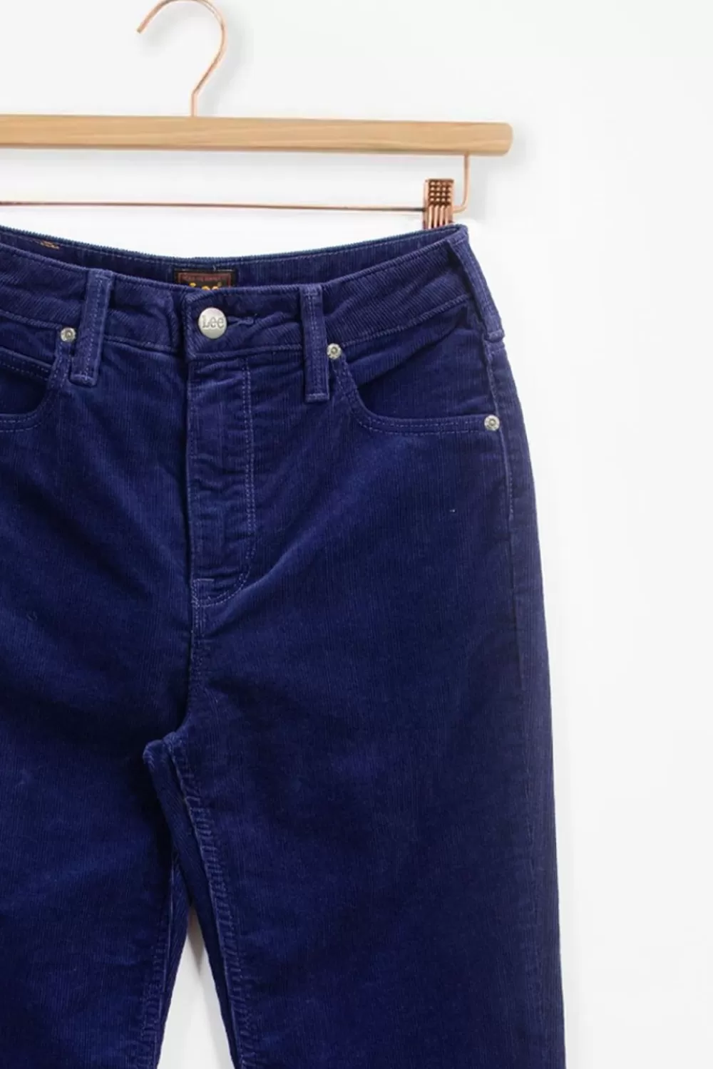 Dames LEE Broeken> Breese Donkerpaarse High Waist Flared Corduroy Broek