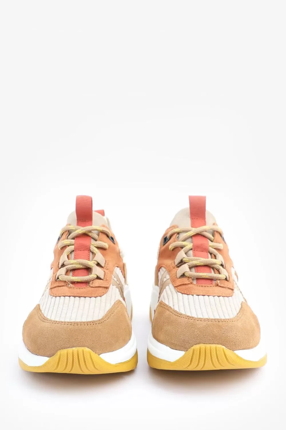 Dames Sissy-Boy Schoenen>Licht E Suede Sneakers Met Gele Details