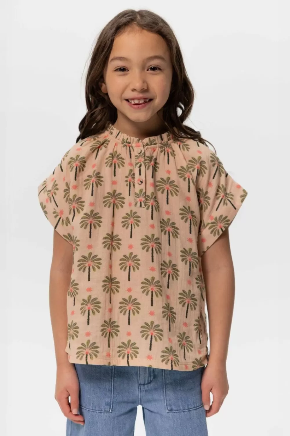 Kids Sissy-Boy Blouses>Licht Oranje Blouse Met Palmboomprint