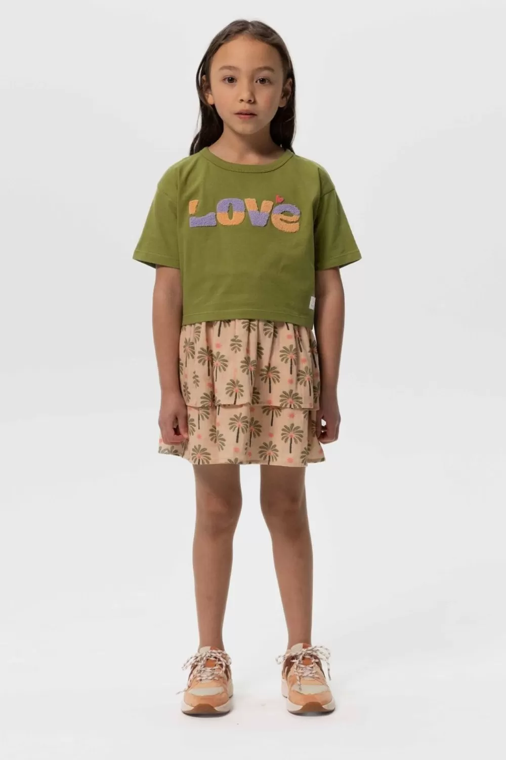Kids Sissy-Boy Rokken>Licht Oranje Ruffle Rok Met Palmboomprint