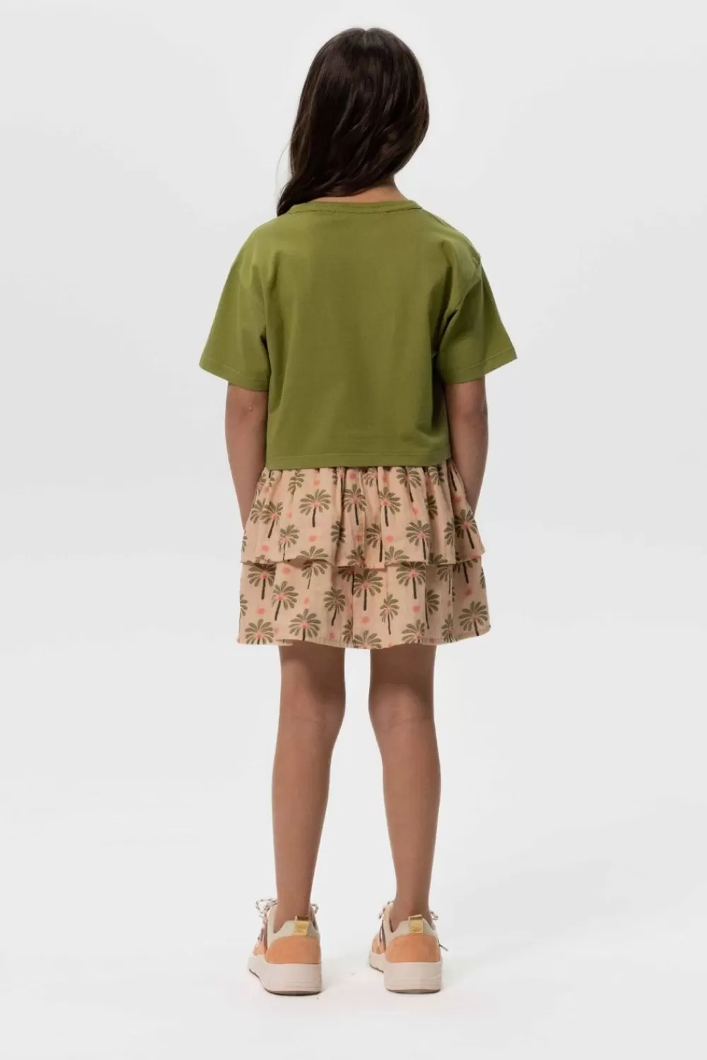 Kids Sissy-Boy Rokken>Licht Oranje Ruffle Rok Met Palmboomprint