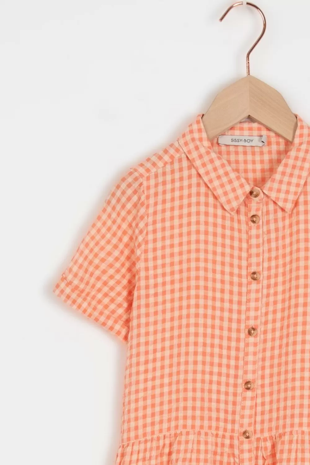 Kids Sissy-Boy Jurken>Licht Oranje Seersucker Jurk Met Ruitpatroon