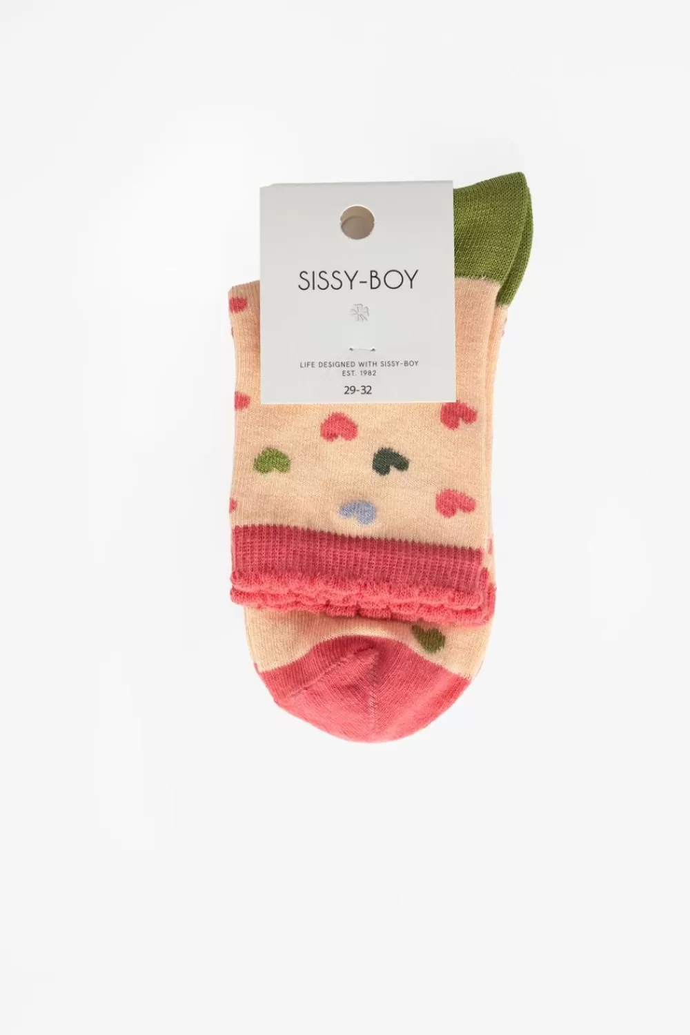 Kids Sissy-Boy Accessoires>Licht Oranje Sokken Met Multicolour Hartjespatroon