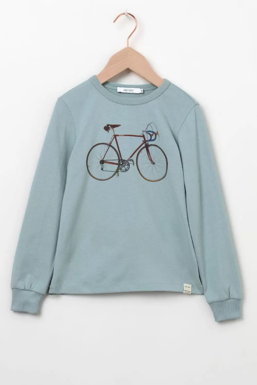 Kids Sissy-Boy T-Shirts En Polo'S>Lichtblauw Longsleeve T-Shirt Met Fiets
