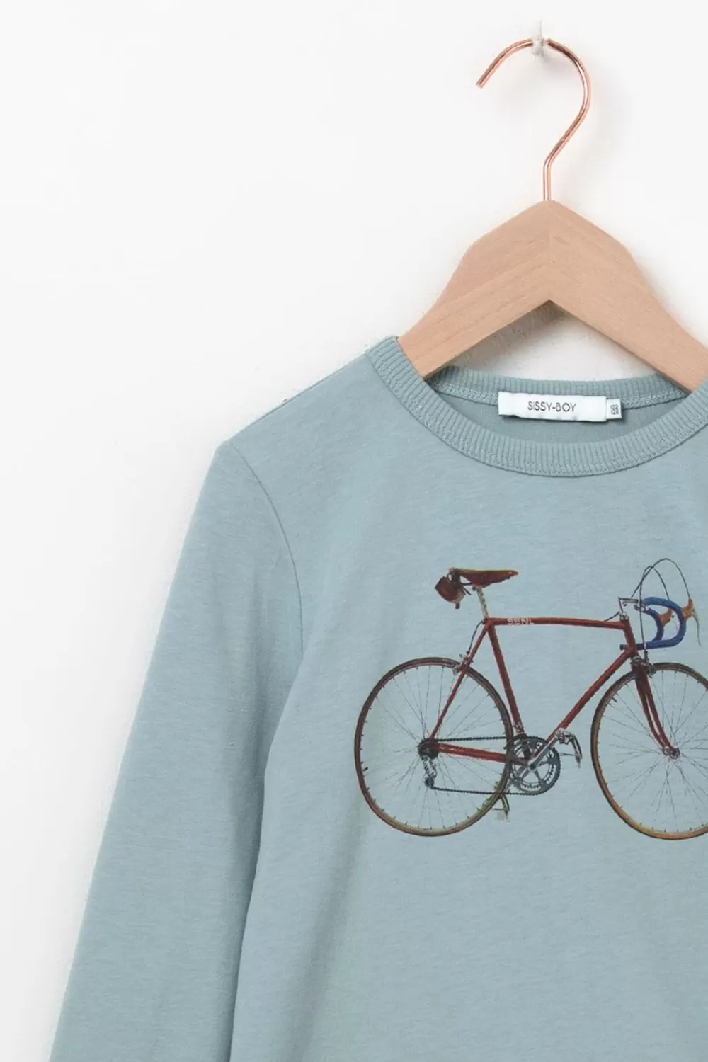Kids Sissy-Boy T-Shirts En Polo'S>Lichtblauw Longsleeve T-Shirt Met Fiets