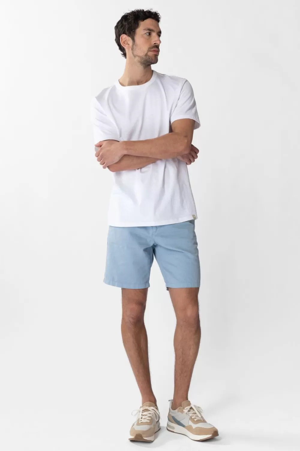 Heren Sissy-Boy Broeken>Lichtblauwe Katoenen Chino Shorts