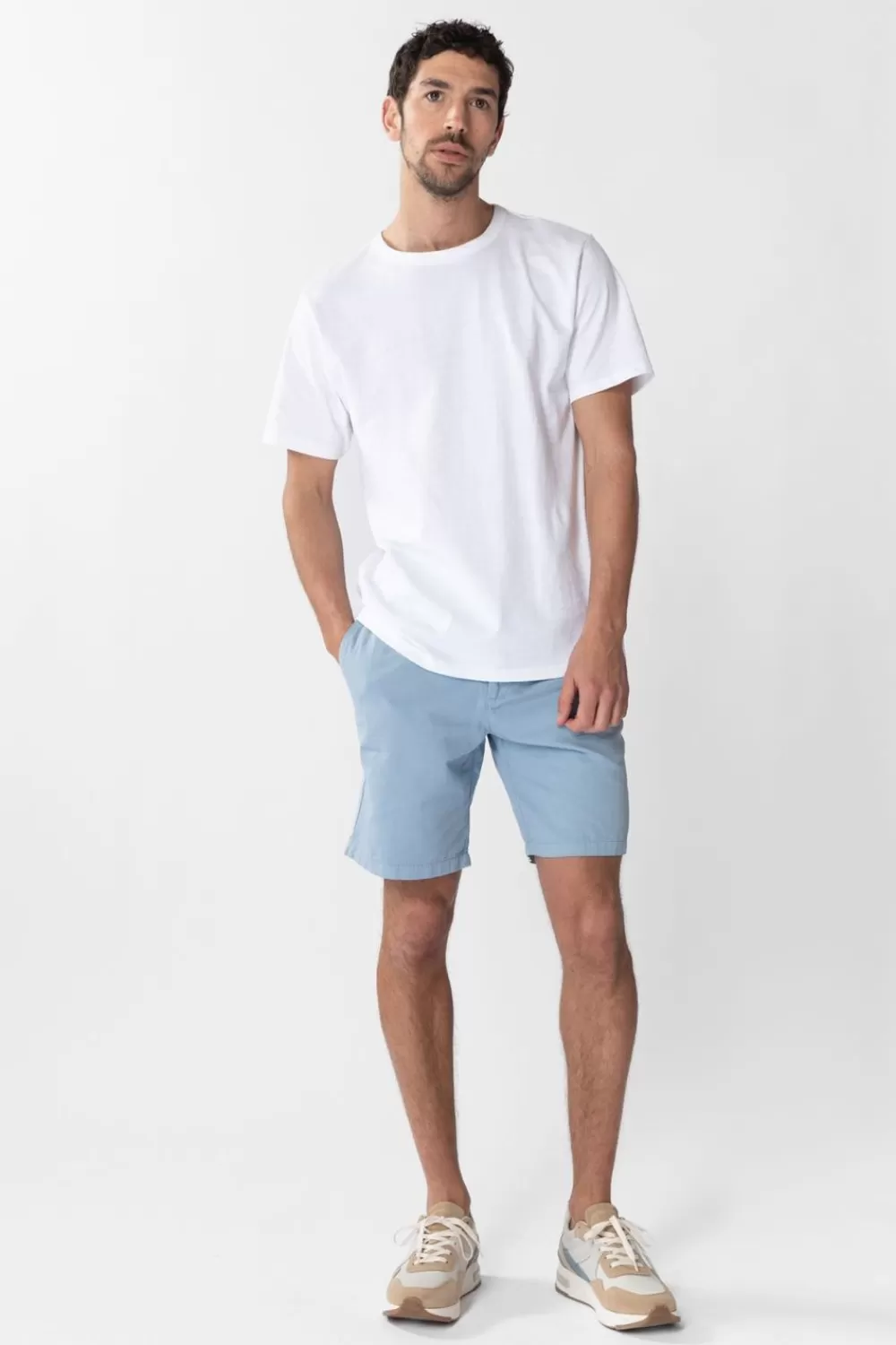 Heren Sissy-Boy Broeken>Lichtblauwe Katoenen Chino Shorts