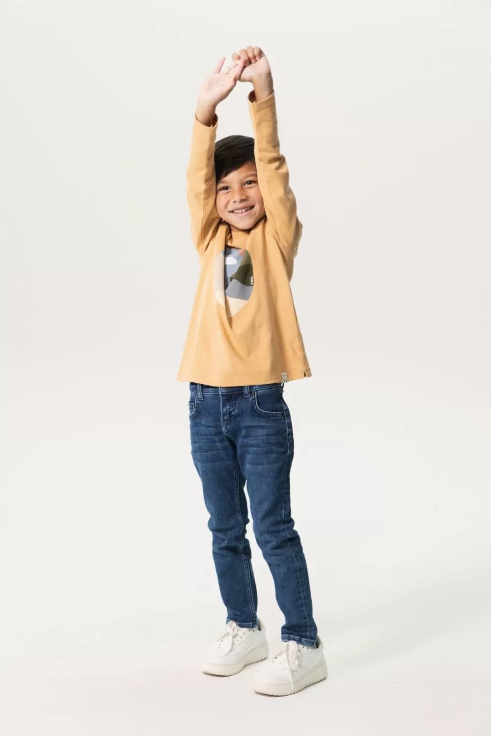 Kids Sissy-Boy T-Shirts En Polo'S>Lichtbruin Longsleeve T-Shirt Met Landschap Print