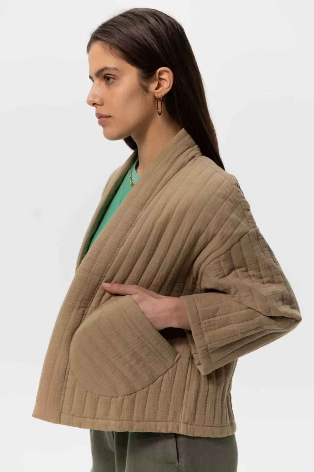 Dames Sissy-Boy Blazers, Jasjes & Gilets>Lichtbruin Padded Kimono Jasje