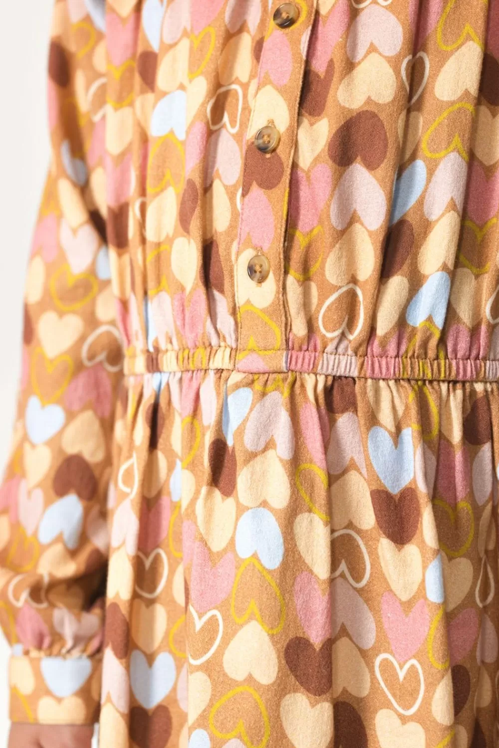 Kids Sissy-Boy Jurken>Lichtbruine Jurk Met Multicolour Hartjesprint