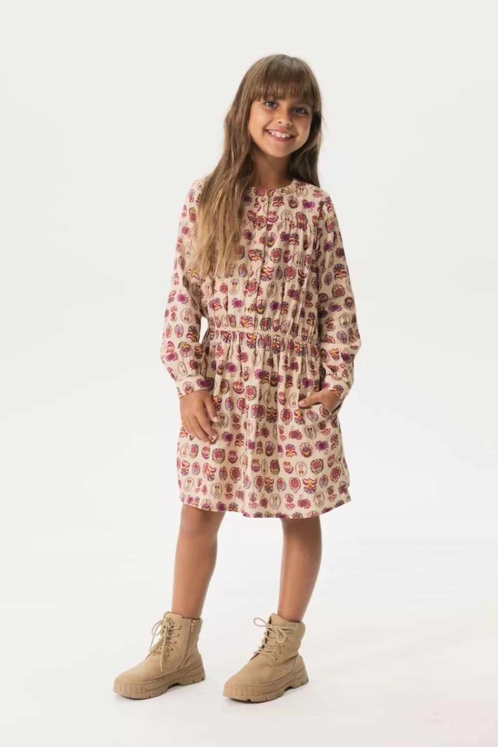 Kids Sissy-Boy Jurken>Lichtbruine Jurk Met Print
