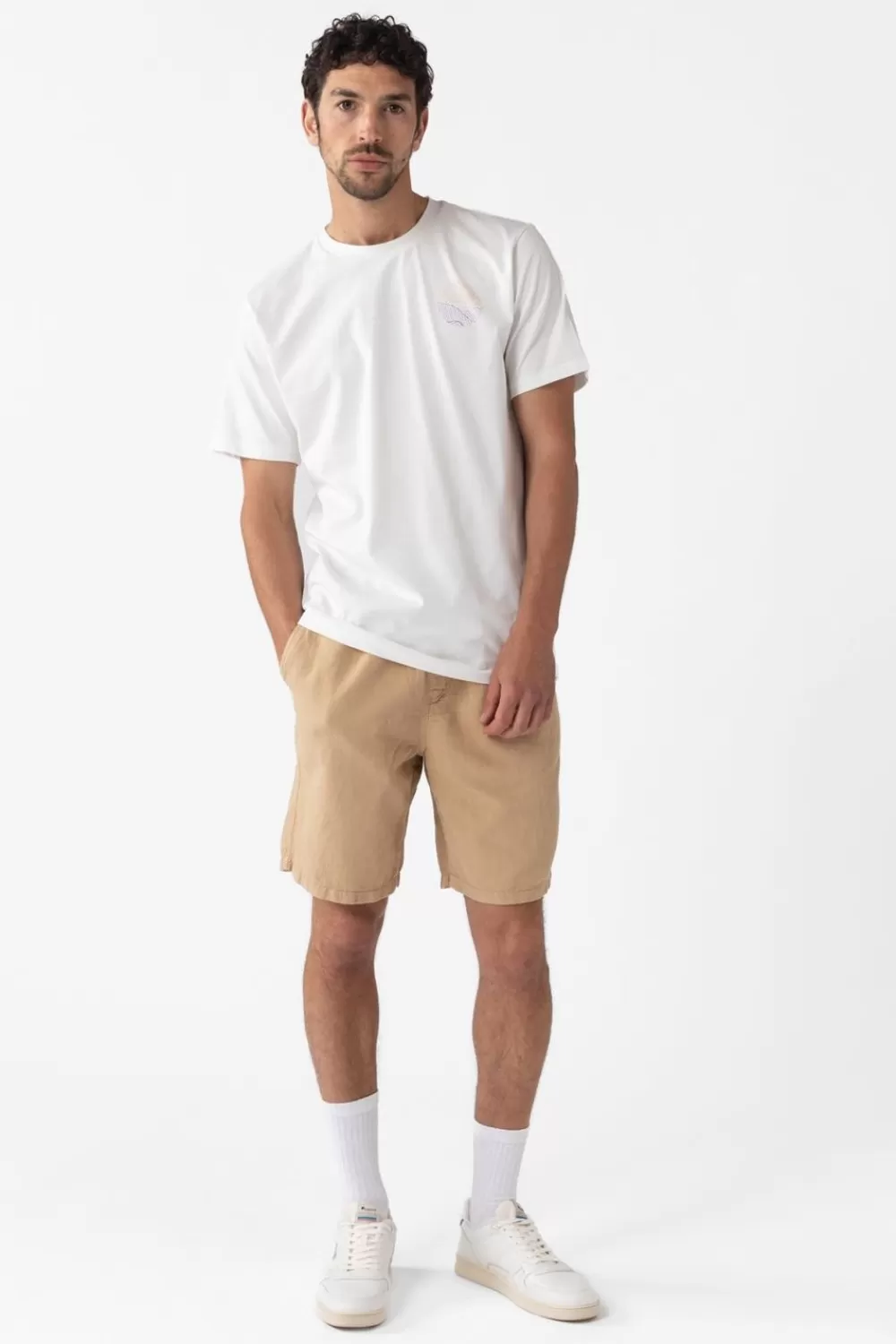 Heren Sissy-Boy Broeken>Lichtbruine Shorts Met Aantrekkoord