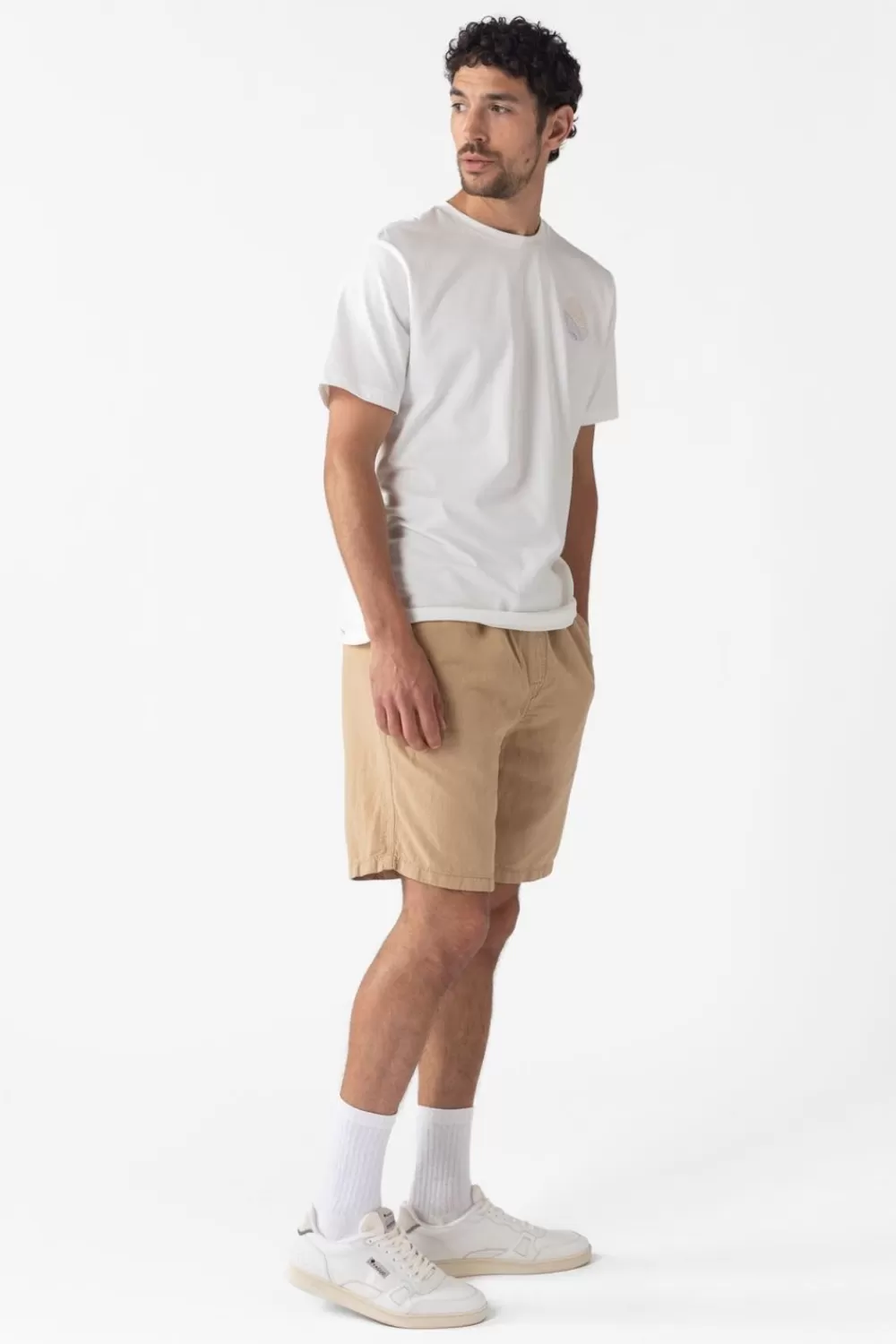 Heren Sissy-Boy Broeken>Lichtbruine Shorts Met Aantrekkoord