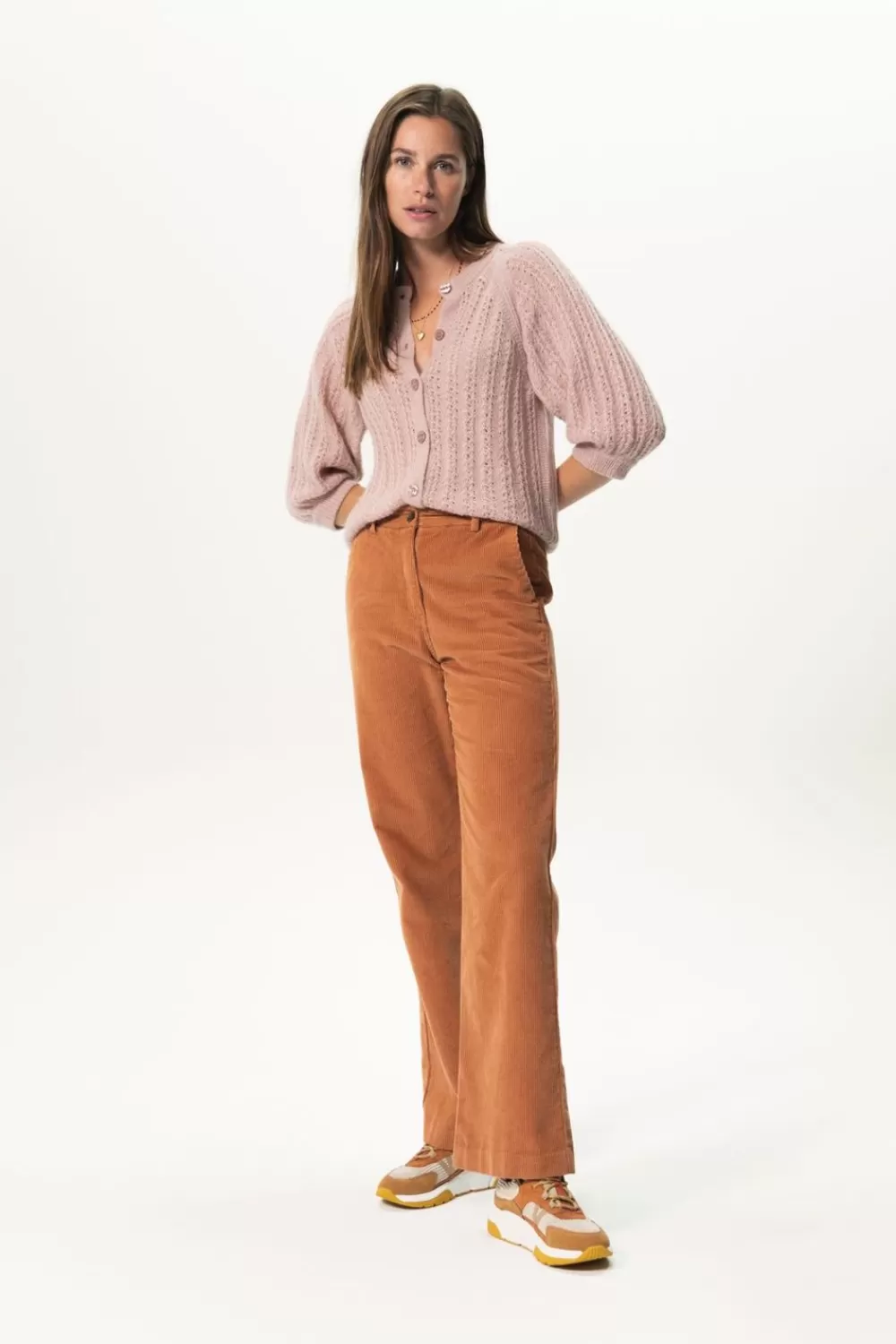 Dames Sissy-Boy Broeken>Lichtbruine Wide Leg Corduroy Broek