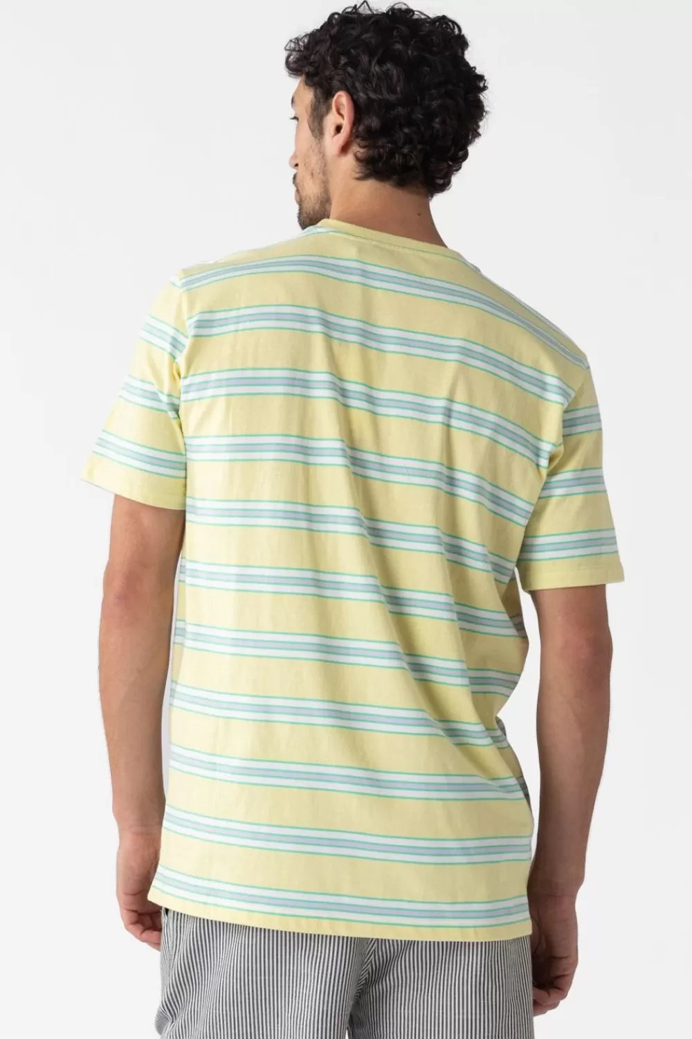 Heren Sissy-Boy T-Shirts>Lichtgeel Gestreept T-Shirt