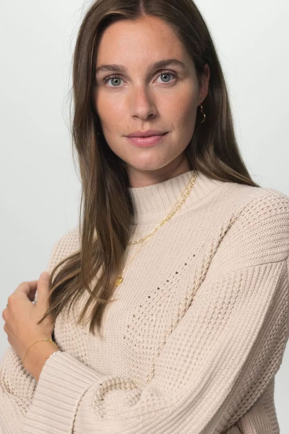 Dames Sissy-Boy Truien En Vesten>Lichtgrijze Oversized Trui Met Turtleneck
