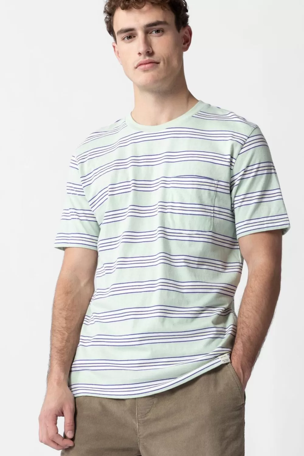 Heren Sissy-Boy T-Shirts>Lichtgroen Gestreept T-Shirt