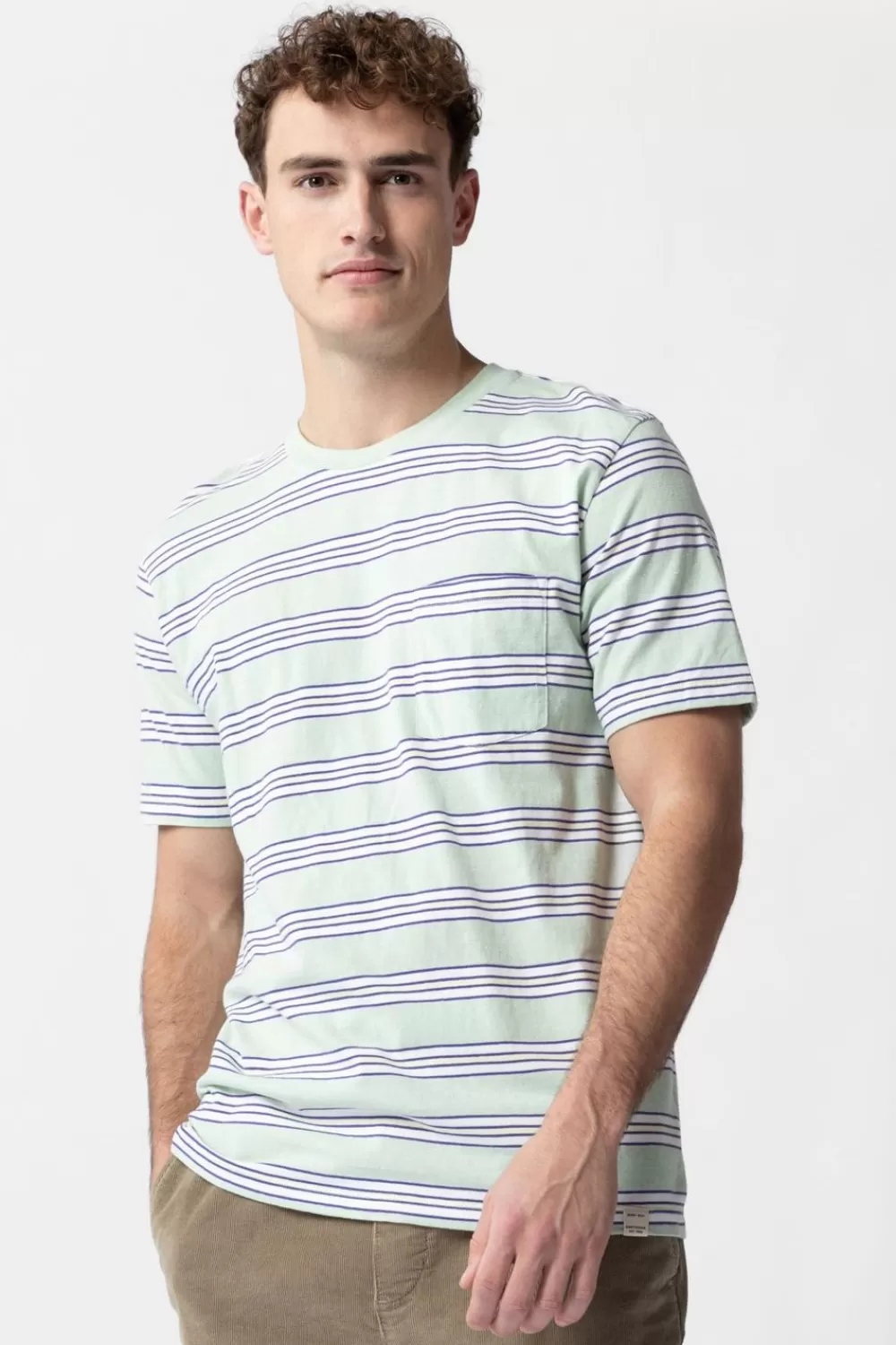 Heren Sissy-Boy T-Shirts>Lichtgroen Gestreept T-Shirt