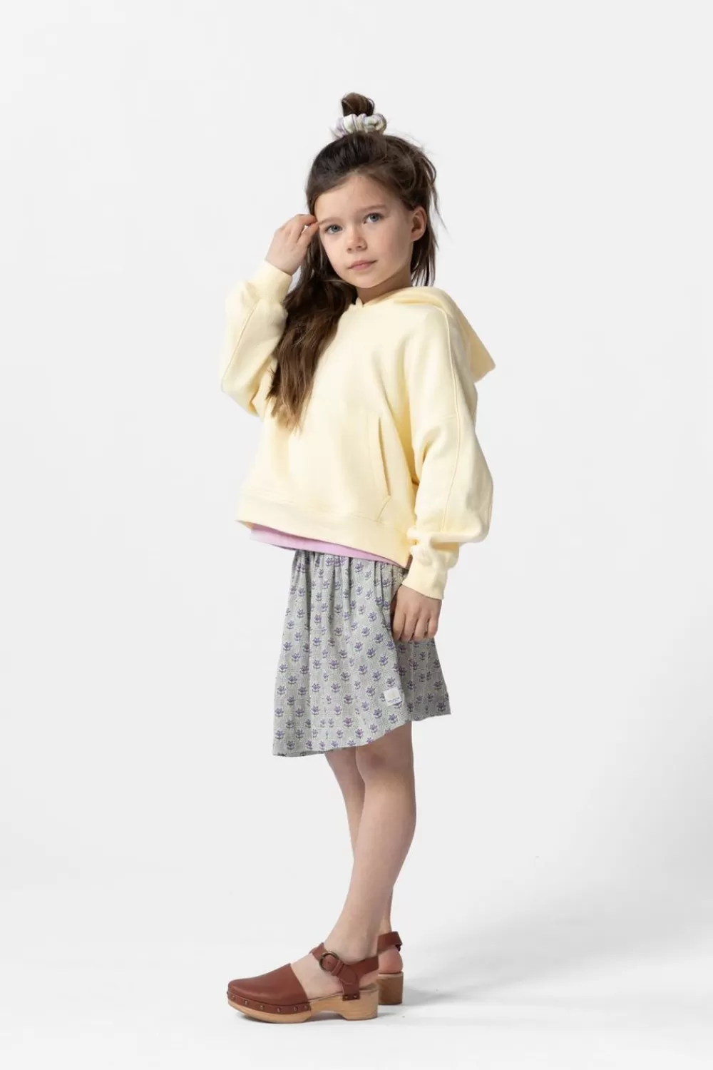 Kids Sissy-Boy Rokken>Lichtgroene Rok Met Paarse Bloemenprint